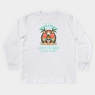 Surfing Paradise Island Kids Long Sleeve T-Shirt